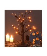 Halloween decor Lighted Birch Tree Battery Operated 24 LED Pumpkin 1.5 F... - £102.86 GBP