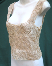 Irish Crochet Ecru Lace Top Vintage Hand Crafted Handmade Women&#39;s Size Small - £29.90 GBP