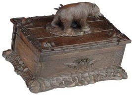 Box Mountain Bear Hinged Lid Hand-Cast Intricately Carved Resin OK Casting - £257.36 GBP