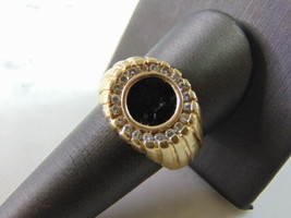 Mens Vintage Estate 14K Yellow Gold Diamond Onyx Ring 13.0g #E3091 - £1,213.28 GBP