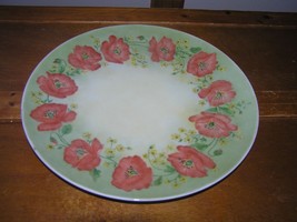 Vintage Noritake China Japan Painted Red Poppy with Dainty Yellow Flowers Plate - $13.99