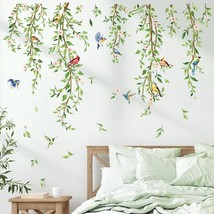 Hanging Vine Wall Decals Birds Green Leaf Wall Stickers Bedroom Living Room Offi - £20.71 GBP
