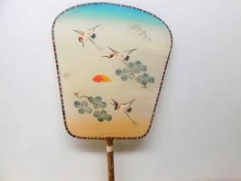 SPECIAL * Vintage Palace Silk Handheld Fan w/Pelican Birds Hand Fan - £8.64 GBP
