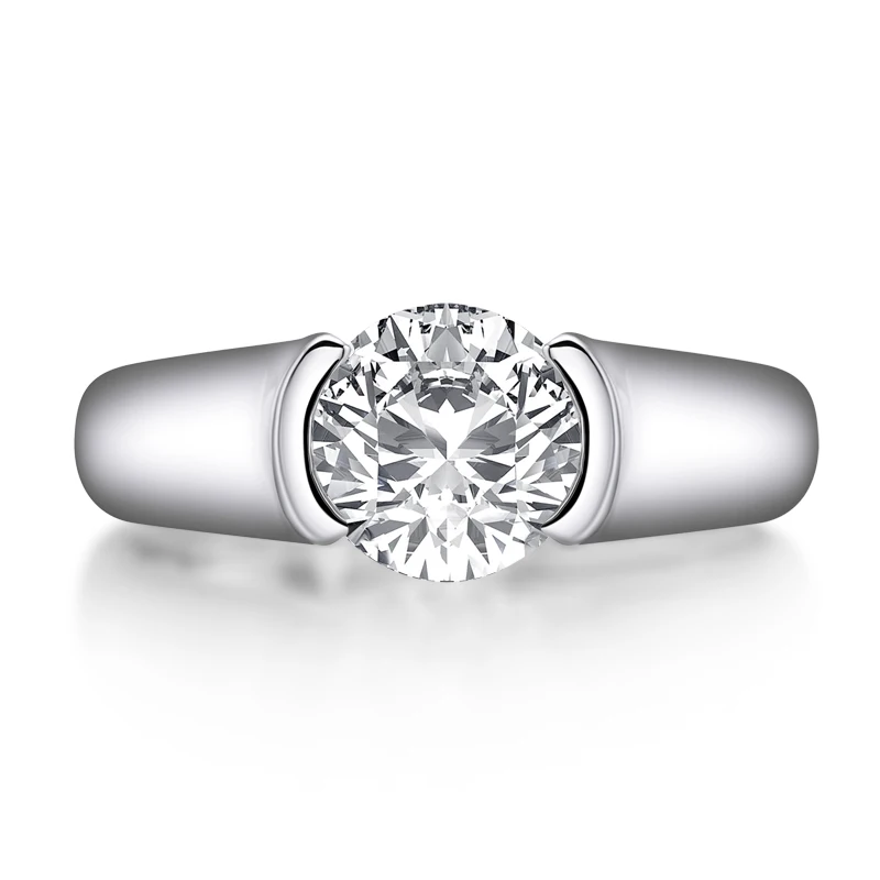 925 Silver Rings Women Engagement Jewelry 2 ct Round Cut Sona Diamond Wedding Be - £38.74 GBP