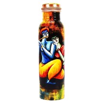 Sparsh Radha Krishna Print Pure Copper Water Bottle 1000 ml Multicolor - £24.22 GBP