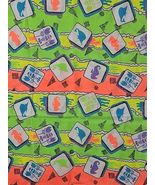 Vintage Neon Beach Themed 1980&#39;s 100% Cotton Fabric 1.8 yards 44 x 67&quot; - $70.44 CAD