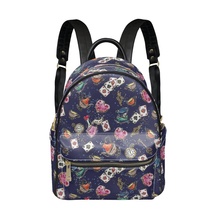Navy Blue Wonderland PU Leather Leisure Backpack School Daypack - $36.99