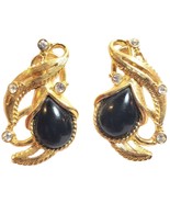 Barrera for Avon Goldtone Grenada Black Cabochon Clear Rhinestone Clip E... - €44,97 EUR