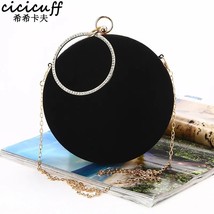 CICICUFF 2023 New Handmade Round Circular Shape Evening Clutch Bag Women Soft Ve - £71.13 GBP