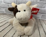 AMS Toy Design brown white plush beanbag cow floppy red heart bow Valent... - £12.21 GBP