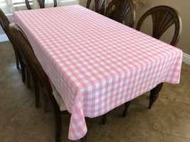 58&quot;x96&quot; - Pink - 100%Polyester Restaurant Style Checkered Tablecloth - £31.36 GBP