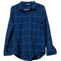 Lucky Brand Womens Button Up Shirt Sz Small Blue White Window Pane Long Sleeve - £10.85 GBP
