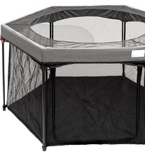 Gray Dog Playpen for Small &amp; Medium Dogs + Carrying Case - Portable Dog Fence - £116.28 GBP