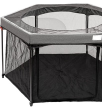 Gray Dog Playpen for Small &amp; Medium Dogs + Carrying Case - Portable Dog ... - £117.33 GBP