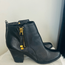 FRANCO SARTO Diana Leather Booties, Block Heel, Black, Size 9.5, Preowned - £58.91 GBP
