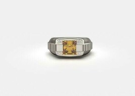 Silver Citrine Diamond Ring Natural Silver Ring For Men - £56.67 GBP