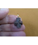 CR504-2 Fairy Stone Pendant 5/8&quot; CHRISTIAN CROSS Staurolite Crystal gold... - $20.99