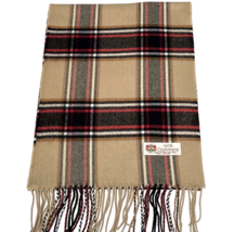  Winter Warm 100%Cashmere Scarf Wrap Made in England Plaid Camel black red #L101 - £7.46 GBP