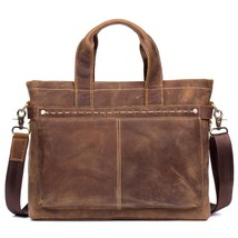 Genuine Leather Men bag Briefcase Leather Briefcase 15&quot; Laptop Business Bag - £194.96 GBP