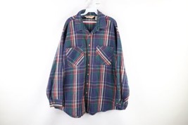 Vtg 90s Big Mac Mens Size 2XLT Faded Heavyweight Flannel Button Shirt Plaid USA - £39.86 GBP