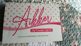 Aikker Dip Powder Nail Kit 4 Glue/8 Color Powder/1 Recycling Tray. New - $12.86
