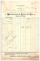 Antique Facture Mergenthaler Linotype Compagnie New York Ville 1908 - £32.61 GBP