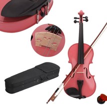 Brand New Acoustic Violin 4/4 Size Pink Color With Case Bow Rosin For Be... - $86.99