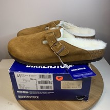 Birkenstock Boston Fur Mink Suede Mens Size 12 Shoes Leather Footbed Sandals - $138.59