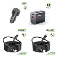 18W Combo Car Charger + Home Charger + 2X USB Type C to C For TCL 40 NXTPaper - £16.31 GBP