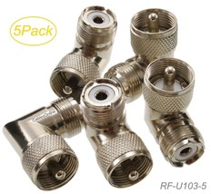 5-Pack Uhf Pl259 Male To Uhf So239 Female Right Angle Adapter, - $31.99