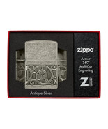 Antique Silver Plate Multi Cut Armor Zippo Lighter - $94.95
