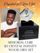 Memorial Cube Crystal Infinity Wood Urn Set - £239.02 GBP