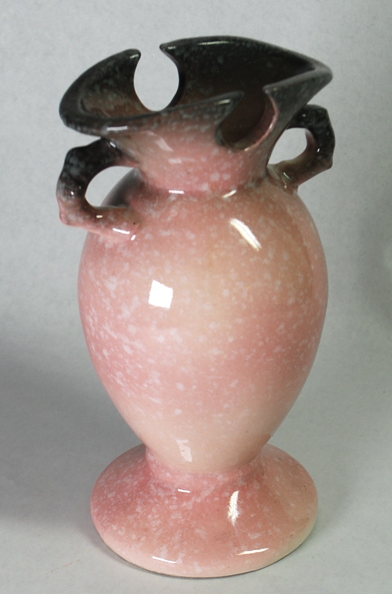 Hull Royal Woodland Vase Speckled Pink w Dark Gray Shading Art Pottery Item image 2