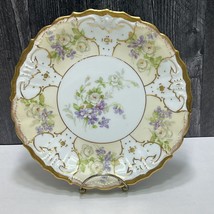 Limoges Blakeman &amp; Henderson 8.75&quot; Plate Hand Painted Violets &amp; Roses Gold - £29.97 GBP