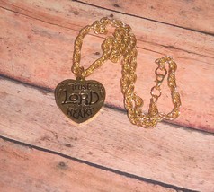 Necklace Chain Pendant Gold Tone Religious Heart 19&quot; Appx.  - $84.03 MXN