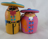 Mexican Couple Salt &amp; Pepper Shakers Man &amp; Woman Mexican Pottery vivid c... - £10.32 GBP