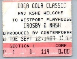 Biglietto Vintage Di David Crosby E Graham Nash 12 Settembre 1989 St. Louis MO - $39.59