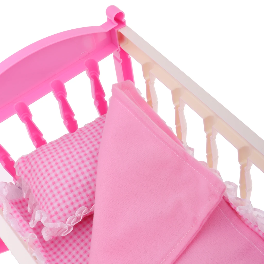 Pink 29*20cm Cradle Bed with Pillow Quilt Kit for 9-11inch Reborn Baby Girl - £14.01 GBP