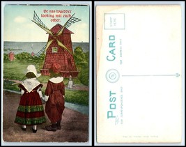 NETHERLANDS Postcard - 2 Dutch Children Holding Hands In Front Of Windmill O8 - £2.57 GBP