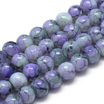Baking Painted Glass Beads 5 Strands 31 inch Swirl  Round blue and purple 6mm RR - £4.92 GBP