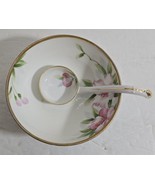 Vintage Nippon Hand Painted Floral Design Porcelain Footed Sauce Bowl &amp; ... - $28.71