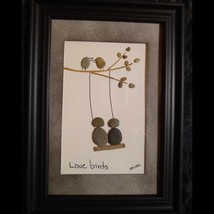 &quot;Love Birds&quot; Pebble Art by Mimi 5x7 Couple Swing Framed Wall Home Decor Gift - $29.99