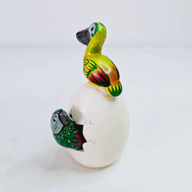 Tonala Pottery Hatched Egg Bird Yellow Pelican Green Parrot Painted Sign... - £21.90 GBP