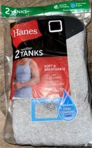 Hanes ~ Mens 2-Pack Tanks A-Shirts Undershirts Cotton Black Gray ~ L (42... - £10.24 GBP