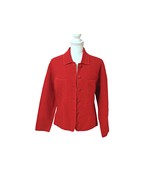 Lisa Intl Boiled Wool Jacket Blazer Red Collared Button Front Chest Pock... - £22.67 GBP