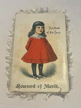 Vintage REWARD OF MERIT School Card Certificate Fringed Victorian Antique - £7.19 GBP