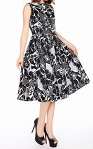 black white sleeveless vintage style party dance dress cotton spandex 16 - £18.88 GBP