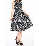 black white sleeveless vintage style party dance dress cotton spandex 16 - £19.16 GBP