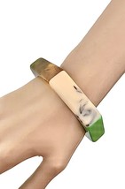 0.6” Brown, Green, Beige Acrylic Everyday Casual Chic Bangle Bracelet - £10.65 GBP