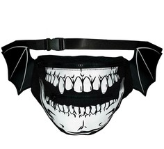 Kreepsville 666 Skull Hip Pouch Fangs Bat Wings Fanny Pack Punk Gothic Halloween - £27.93 GBP
